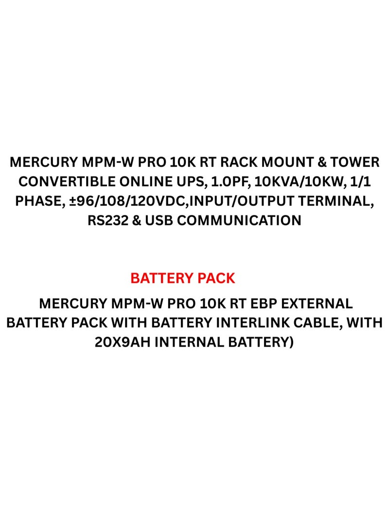 MERCURY MPM-W PRO Online UPS, 10K RT, Rack Mount and Tower Convertible - Image 5